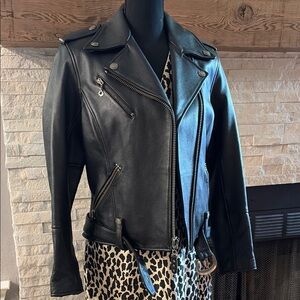 Harley-Davidson Black Leather Moto Jacket with detachable wool liner